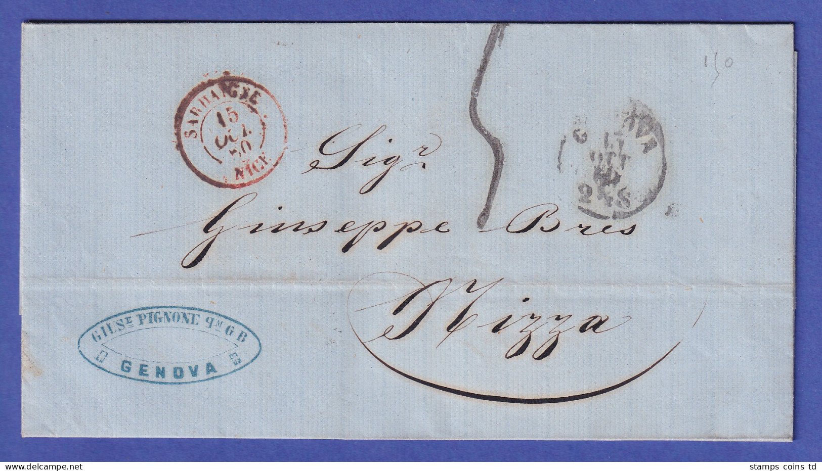 Italien Brief Mit Einkreis-O GENOVA Gelaufen Nach Nizza 1860 - Sonstige - Europa