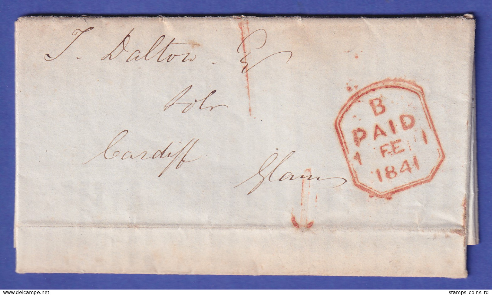 England Vorphila-Brief Mit PAID-O 1841 Von London Nach Cardiff - Autres - Europe
