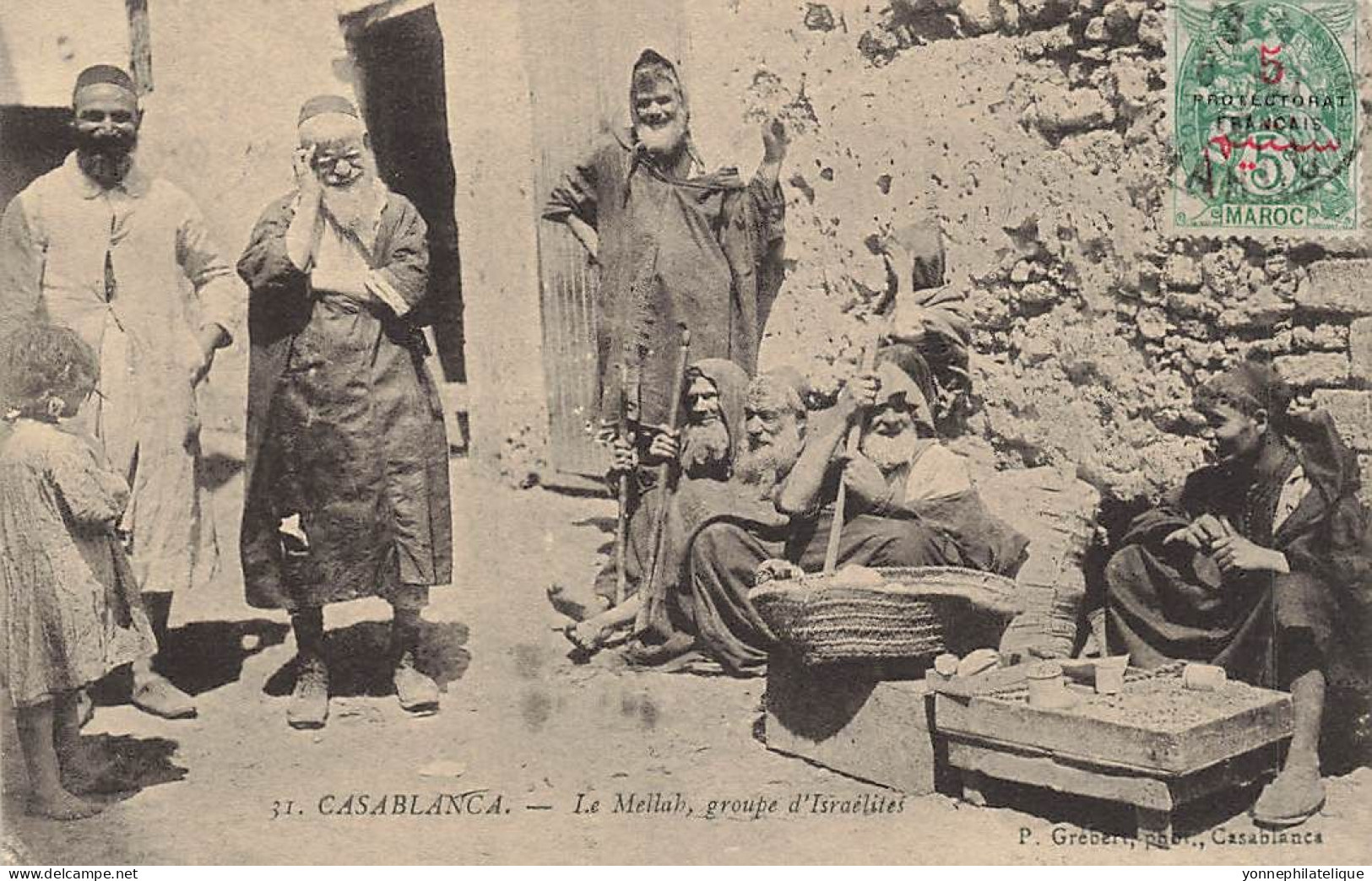 JUDAÏCA - JEWISH - MAROC - CASABLANCA - Le Mellah, Groupe D'Israélite - Jud-405 - Judaika