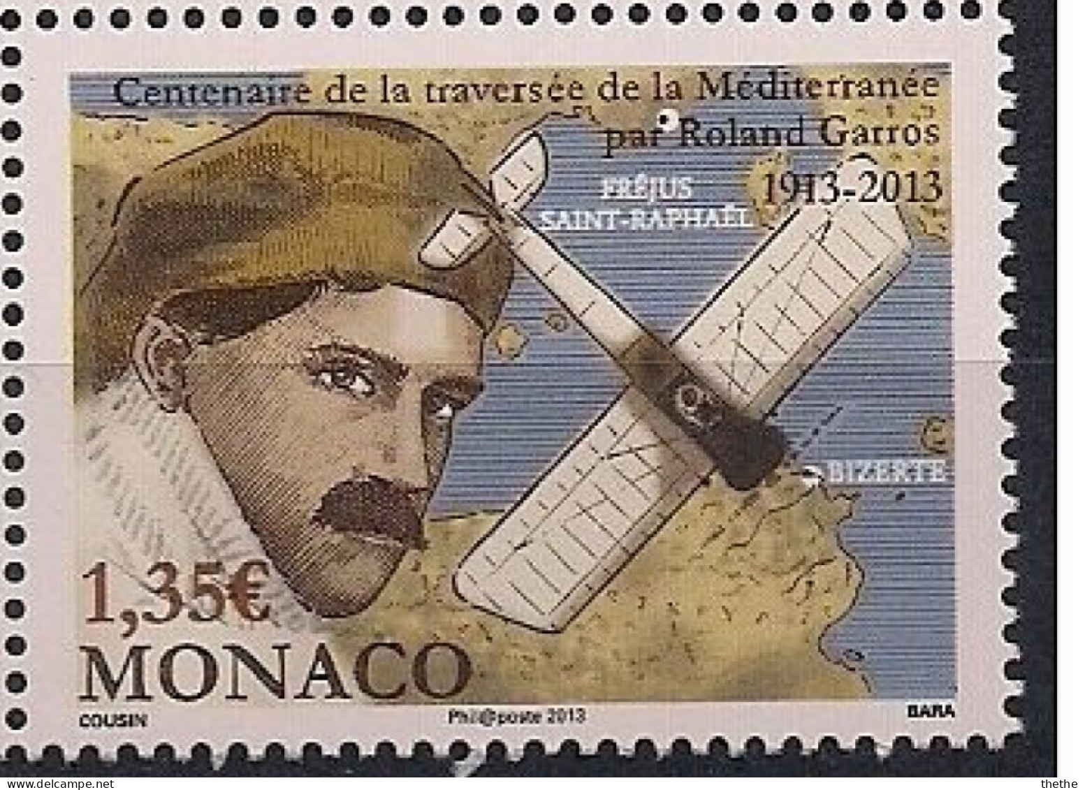MONACO  - Centenaire De La Traversée De La Méditerranée Par Roland Garros - Unused Stamps