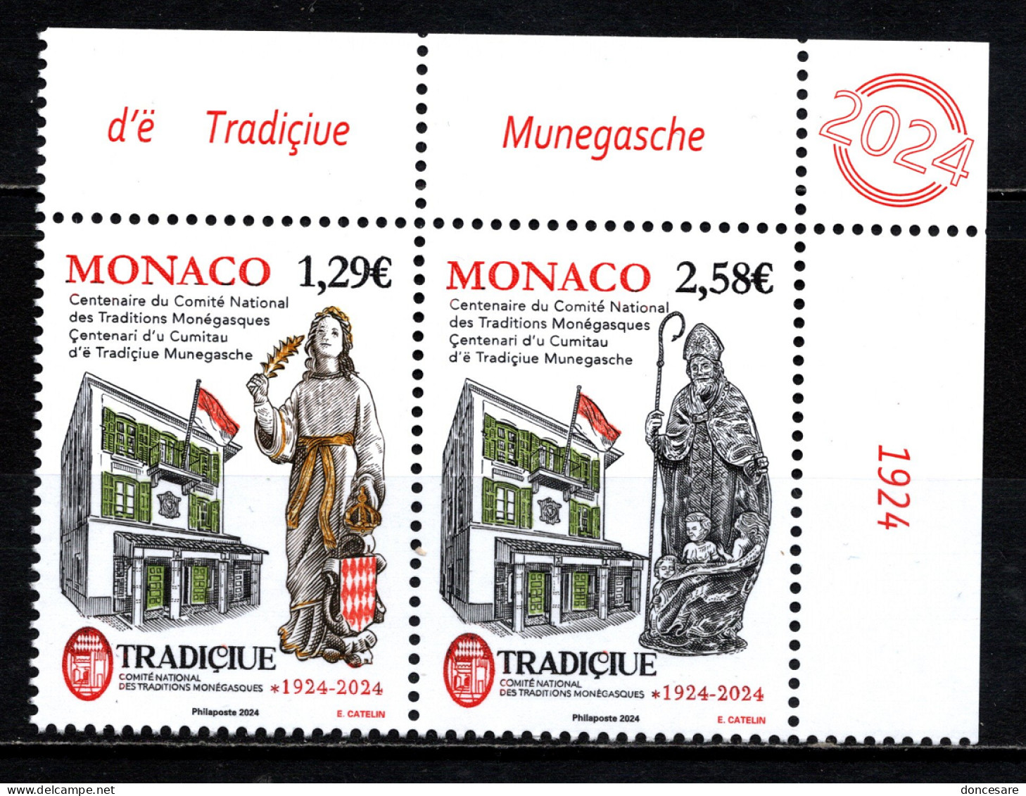 MONACO 2024 -DUO / CENTENAIRE DU COMITÉ NATIONAL DES TRADITIONS - NEUFS ** - Unused Stamps