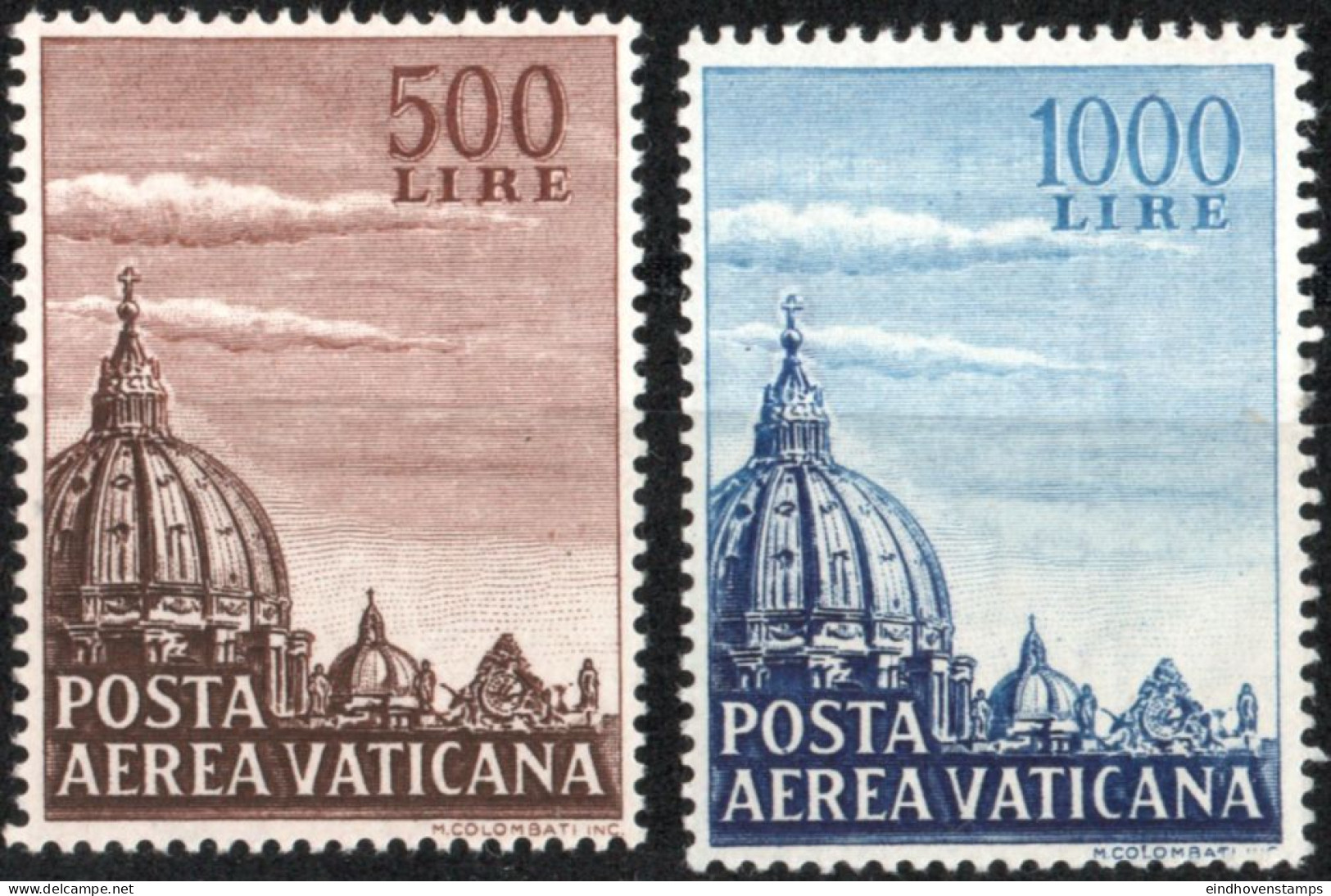 Vatican 1953, Dome Of St Peter Church Airmail Stamps 2 Value MNH - Ongebruikt