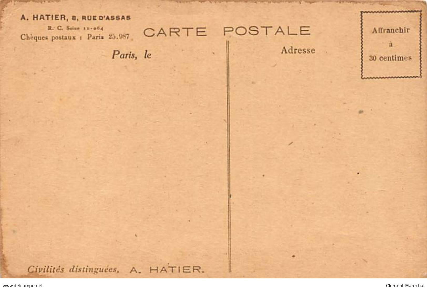 PARIS - Librairie A. HATIER - Rue D'Assas - Très Bon état - Arrondissement: 06