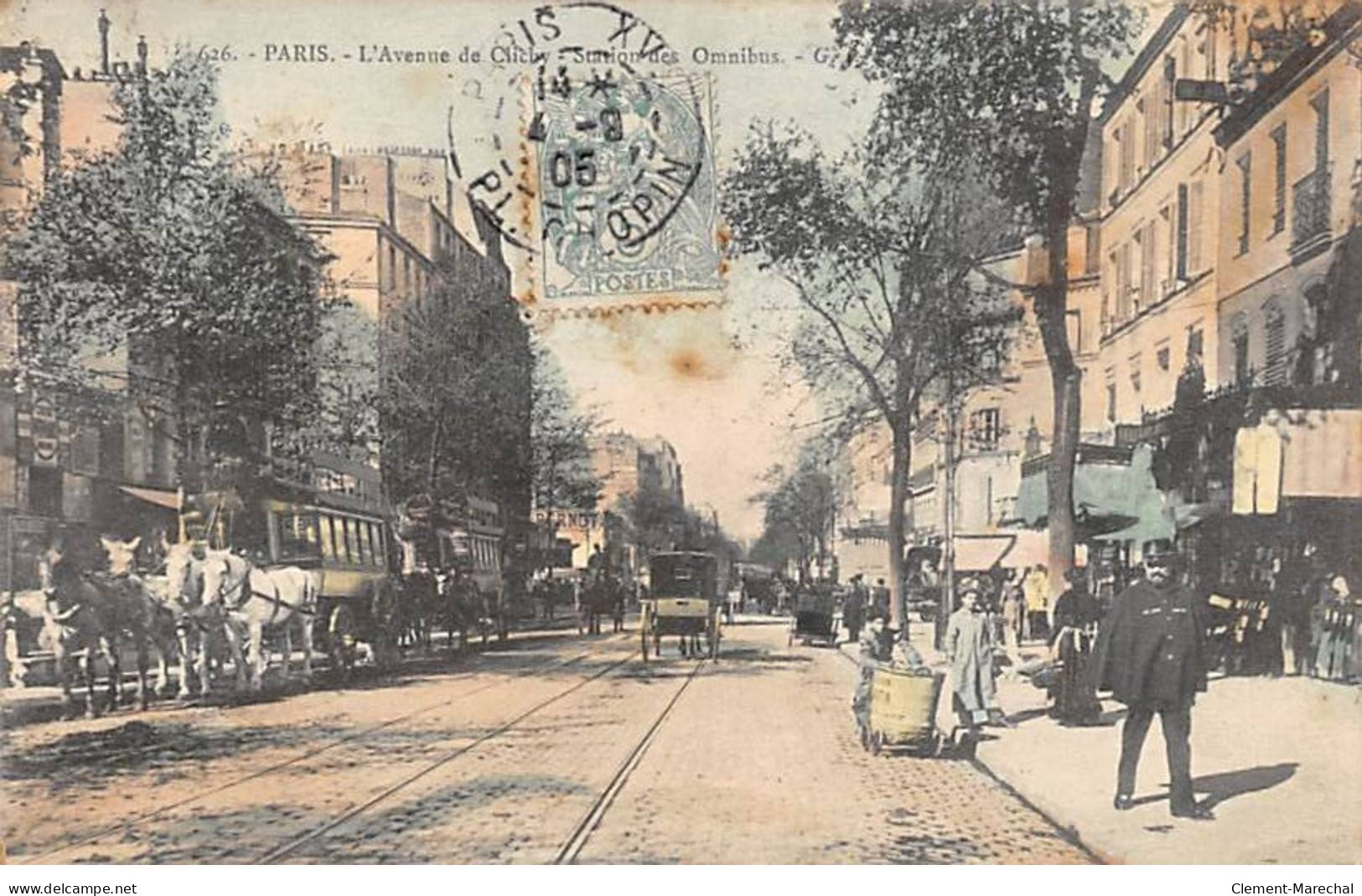 PARIS - L'Avenue De Clichy - Station Des Omnibus - Très Bon état - Arrondissement: 17