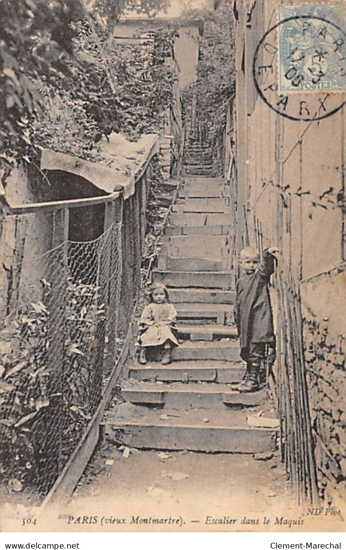 PARIS - Vieux Montmartre - Escalier Dans Le Maquis - Très Bon état - Arrondissement: 18