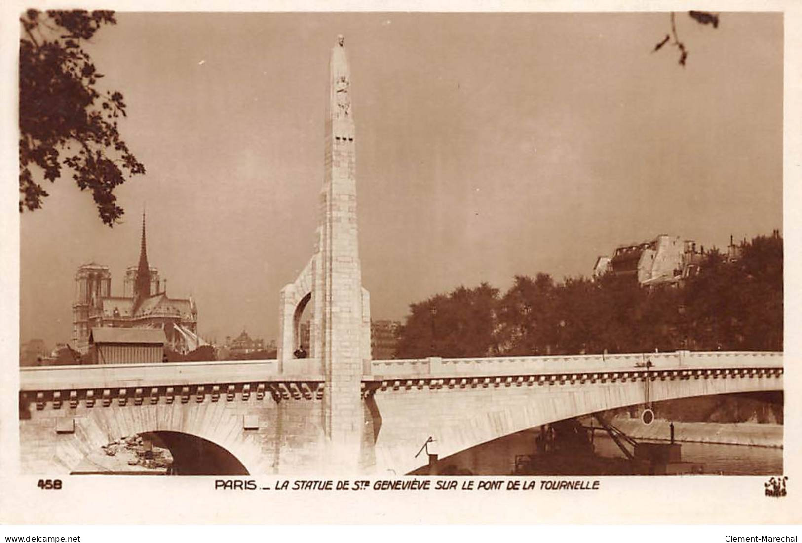 PARIS - La Statue De Sainte Genviève Sur Le Pont De La Tournelle - Très Bon état - Arrondissement: 04