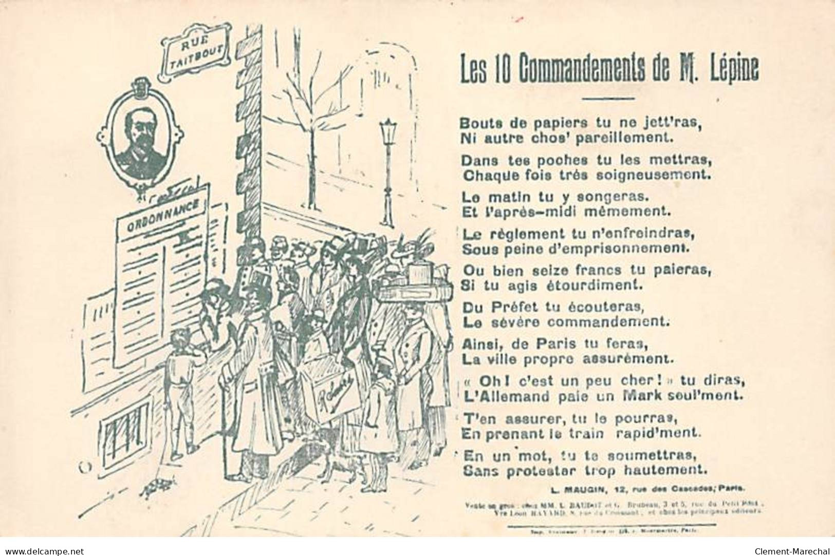 PARIS - Les 10 Commandements De M. Lépine - Très Bon état - District 20