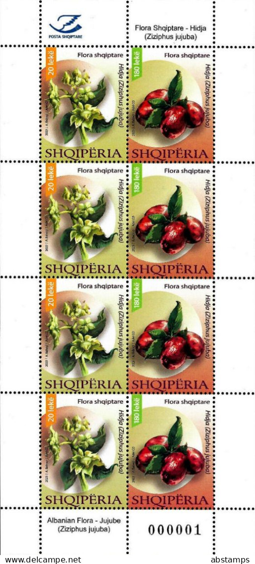 Albania Stamps 2023. Flora: Ziziphus Jujuba. Fruit. Flower. Sheet MNH - Albanie