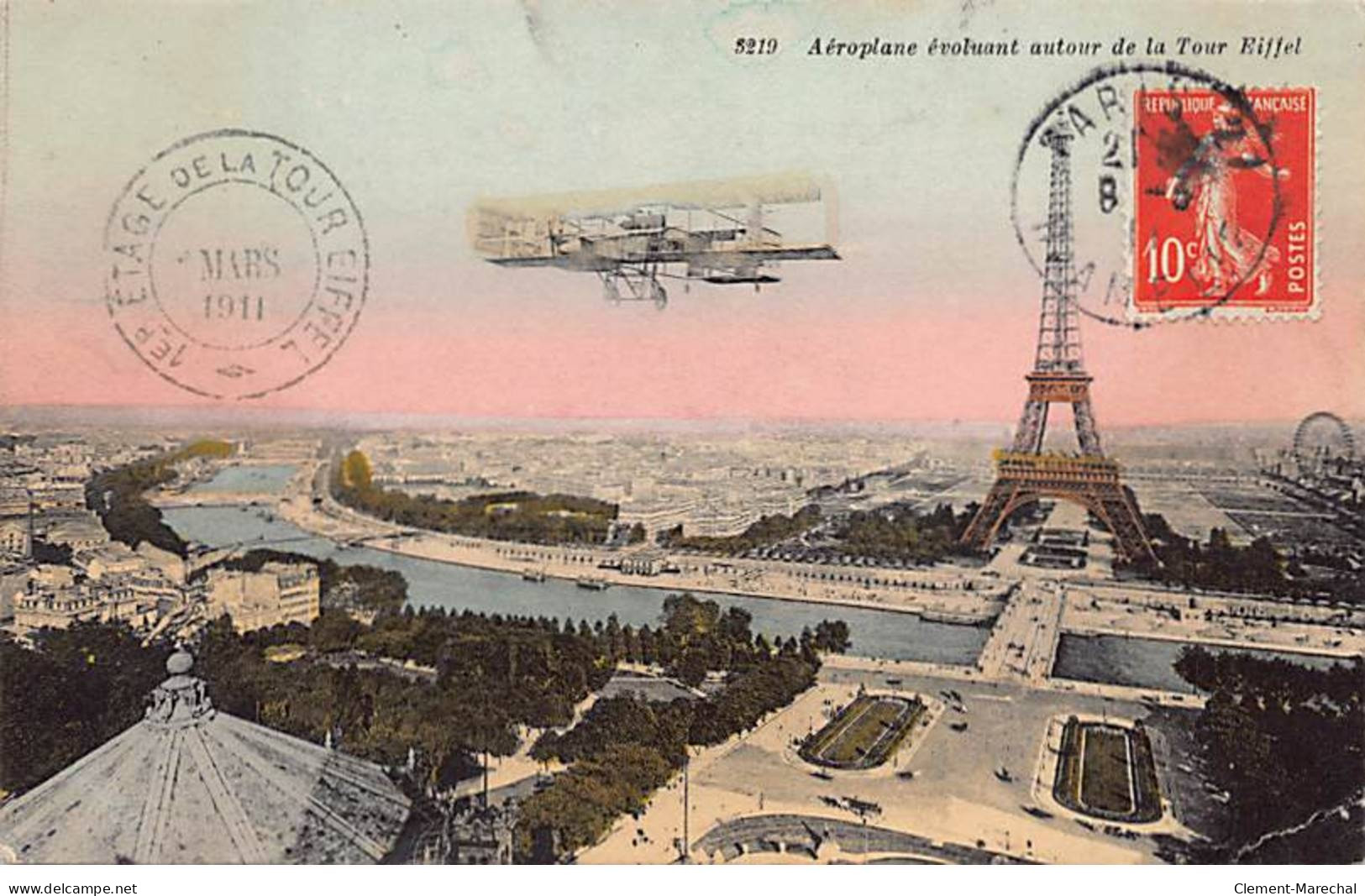 PARIS - Aéroplane évoluant Autour De La Tour Eiffel - Très Bon état - Paris (07)