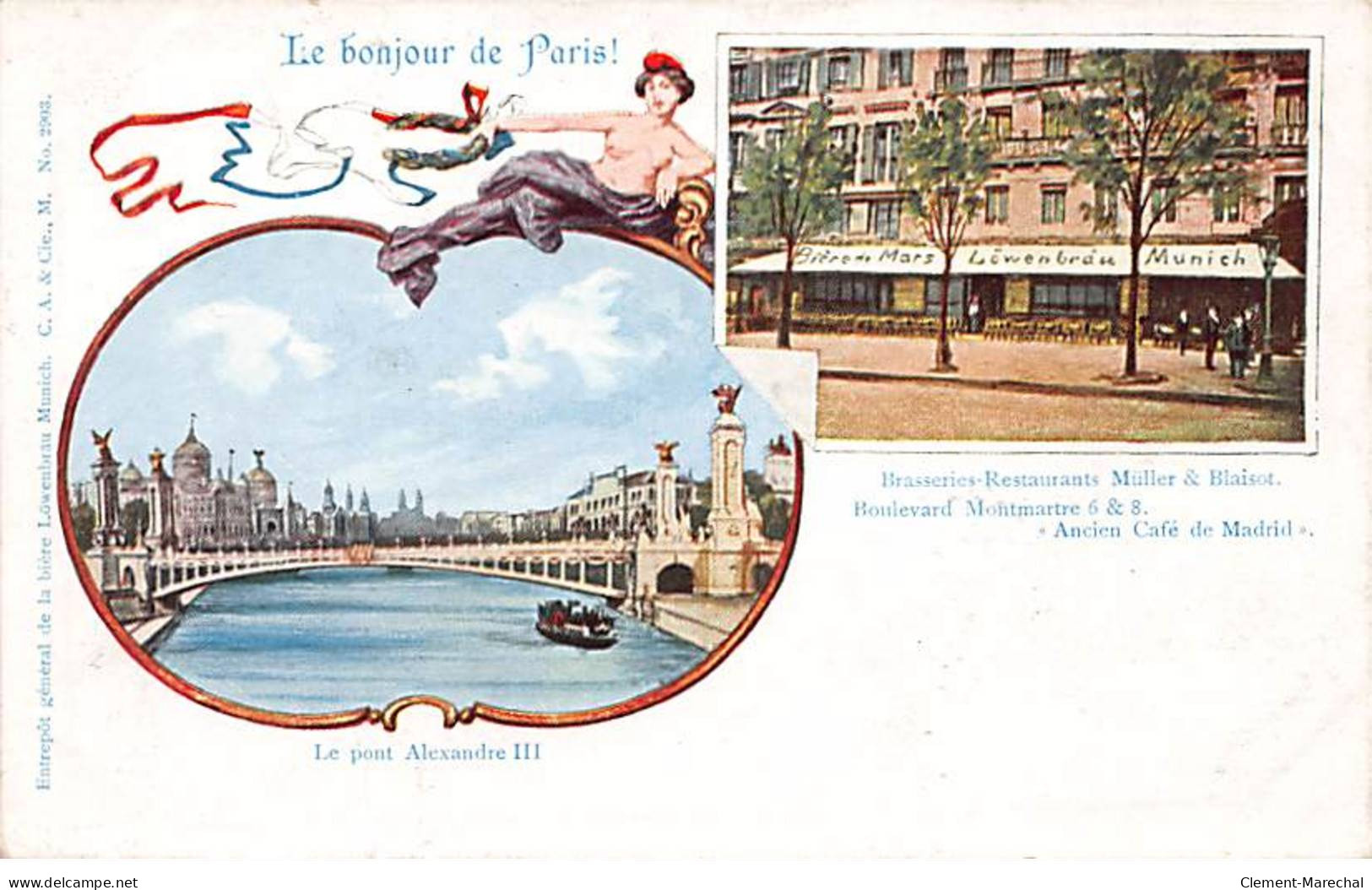 PARIS - Le Bonjour De Paris - Le Pont Alexandre III - Brasseries Restaurants Muller Et Blaisot - Très Bon état - Arrondissement: 07