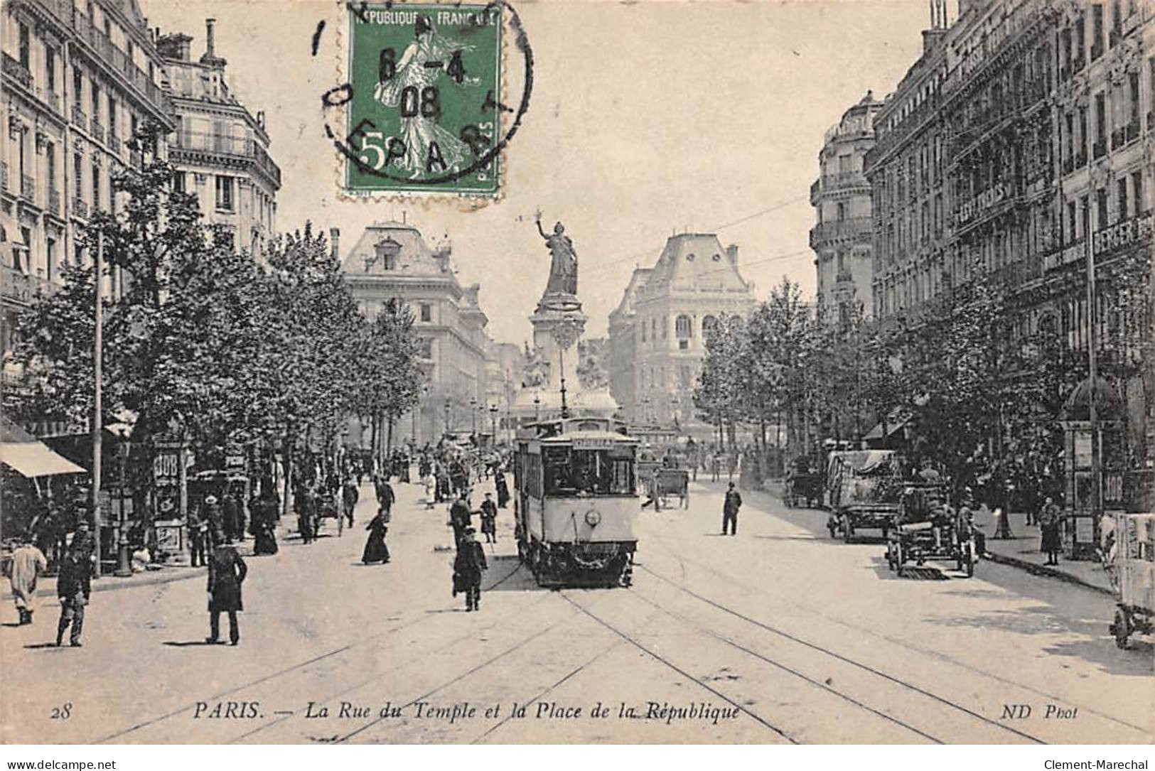 PARIS - La Rue Du Temple Et La Place De La République - Très Bon état - Distrito: 04