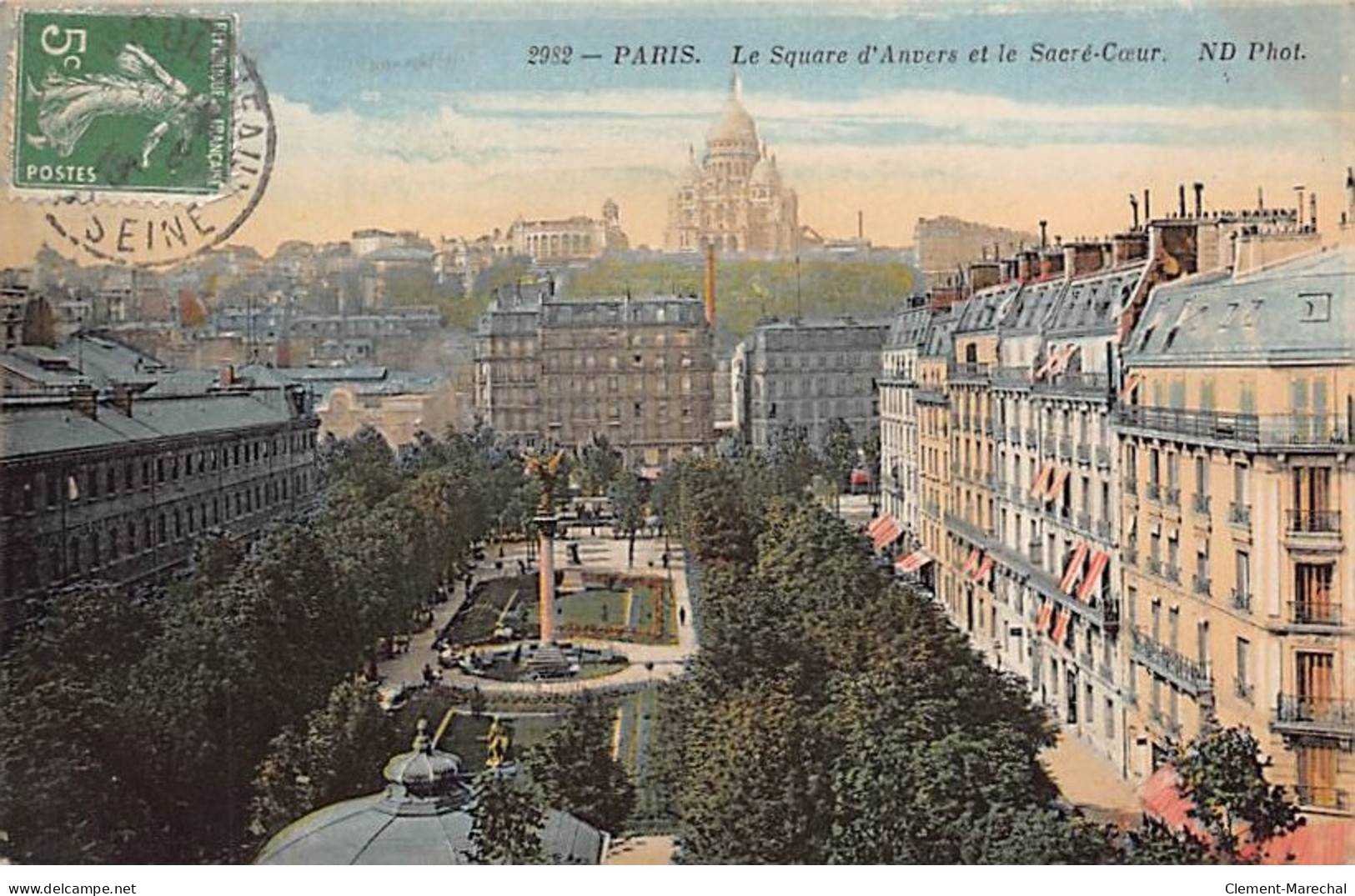 PARIS - Le Square D'Anvers Et Le Sacré Coeur - Très Bon état - Paris (09)