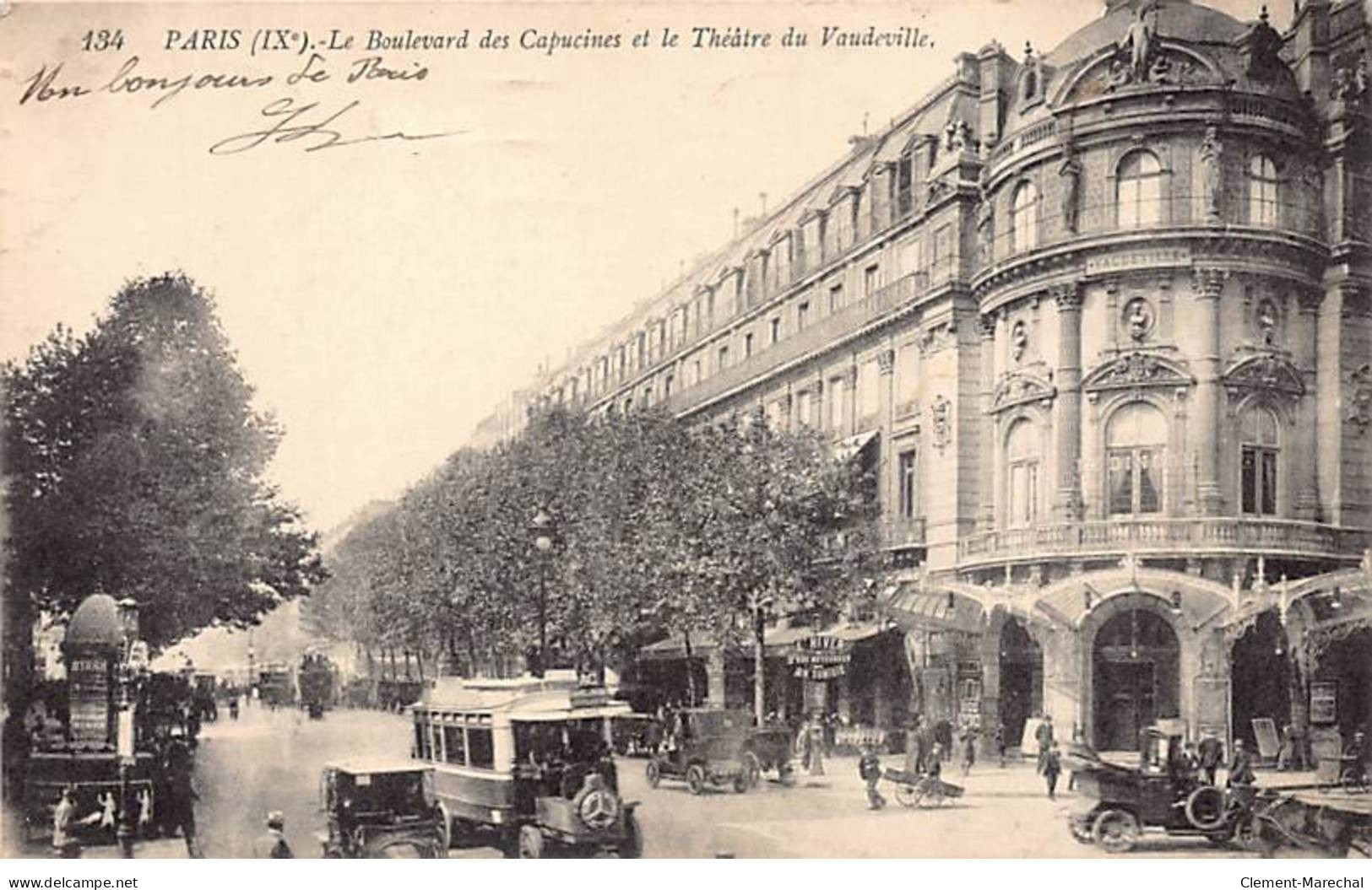 PARIS - Le Boulevard Des Capucins Et Le Théâtre Du Vaudeville - Très Bon état - Distrito: 09