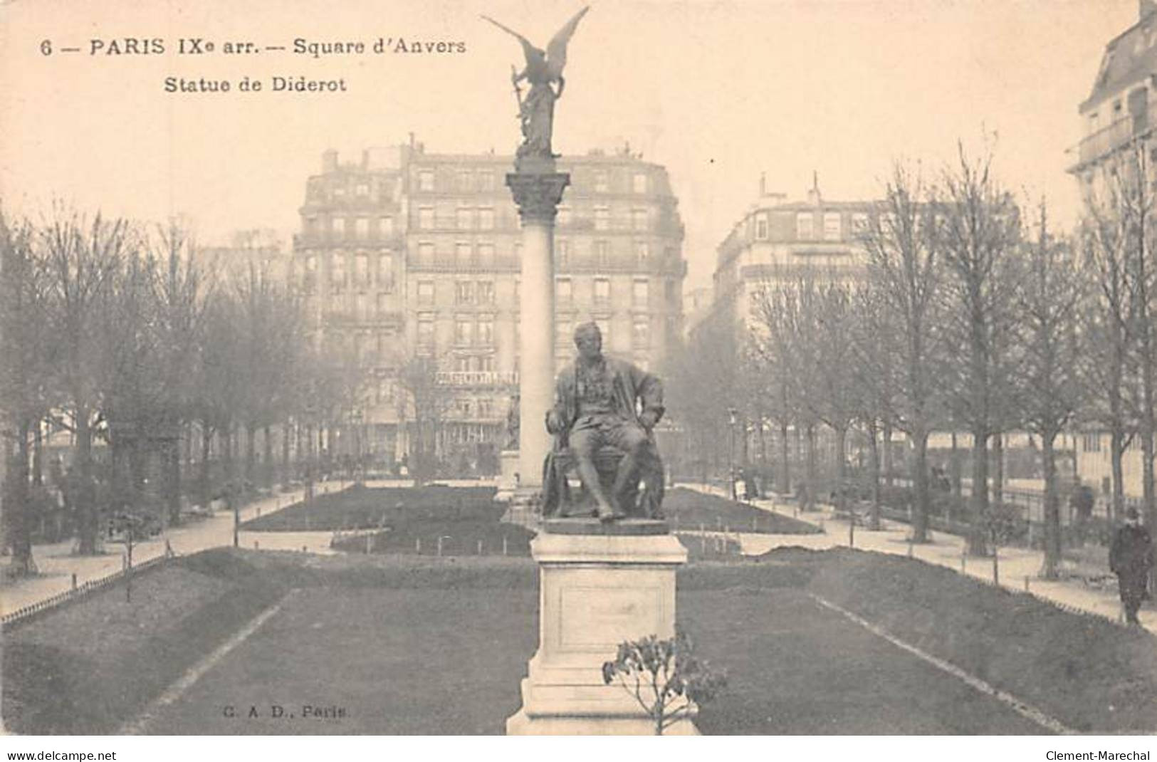 PARIS - Square D'Anvers - Statue De Diderot - Très Bon état - Paris (09)