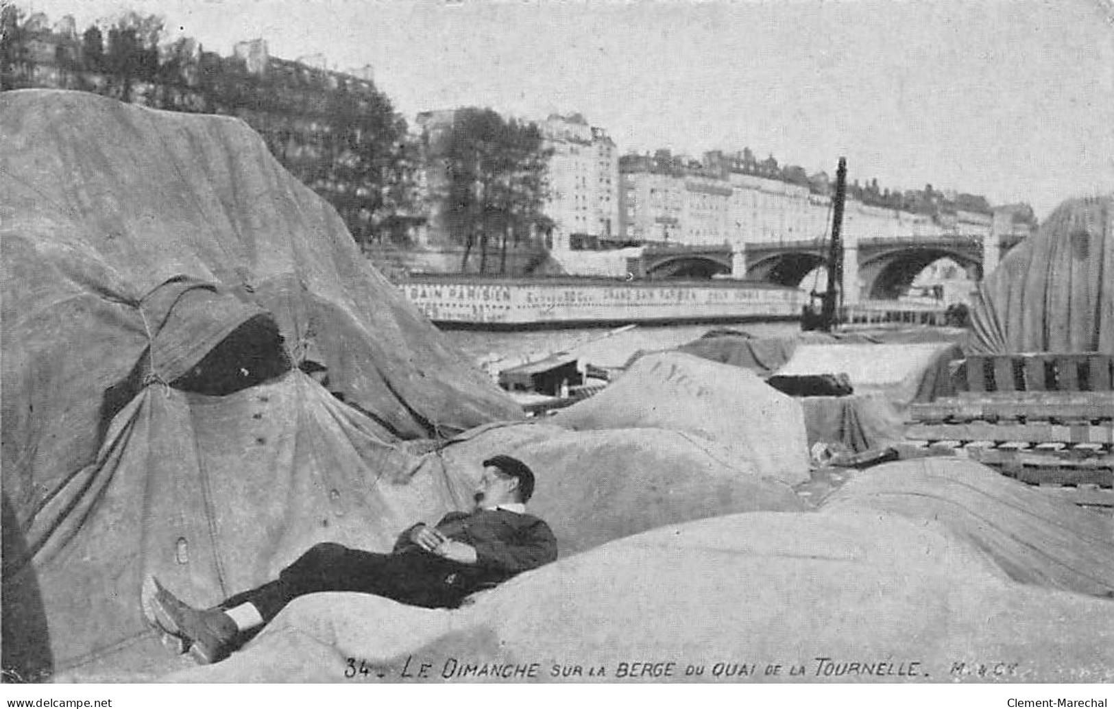 PARIS - Le Dimanche Sur La Berge Du Quai De La Tournelle - Très Bon état - Arrondissement: 05