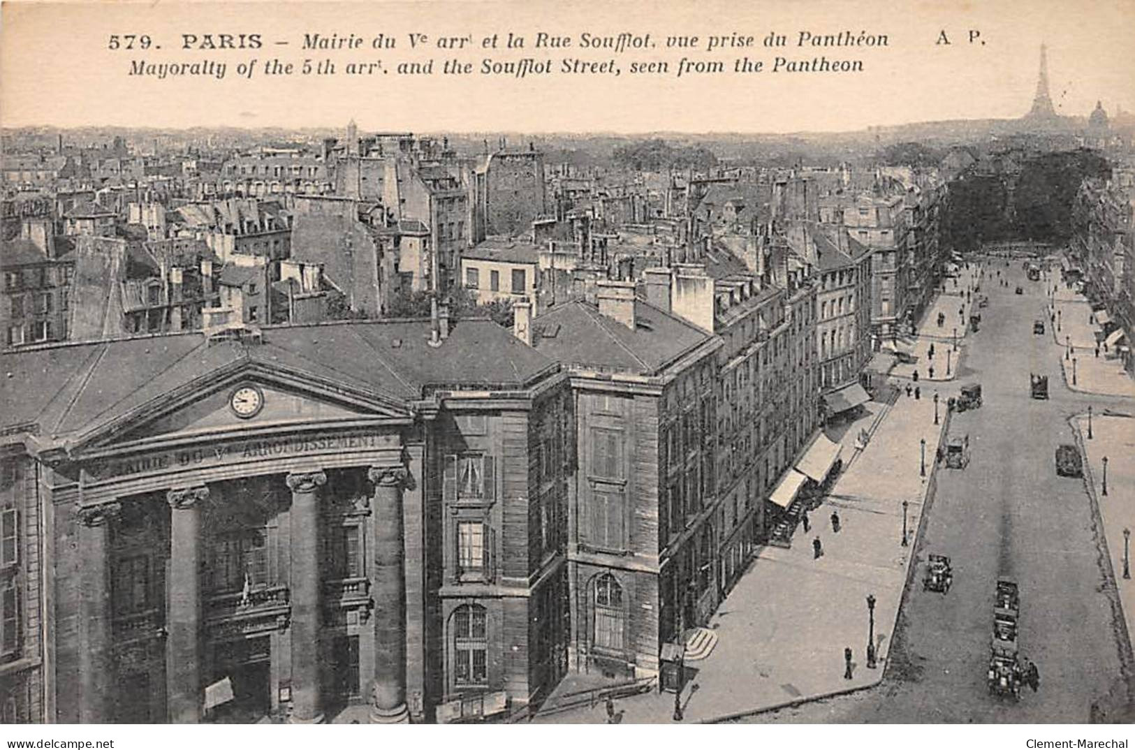 PARIS - Mairie Du V Arrt Et La Rue Soufflot, Vue Prise Du Panthéon - Très Bon état - Arrondissement: 05