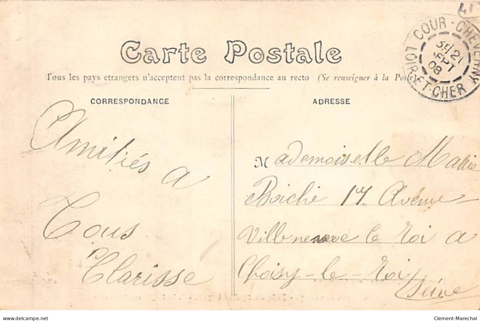 COUR CHEVERNY - Fête Du 23 Août 1908 - Le Défilé Rue Nationale - état - Cheverny