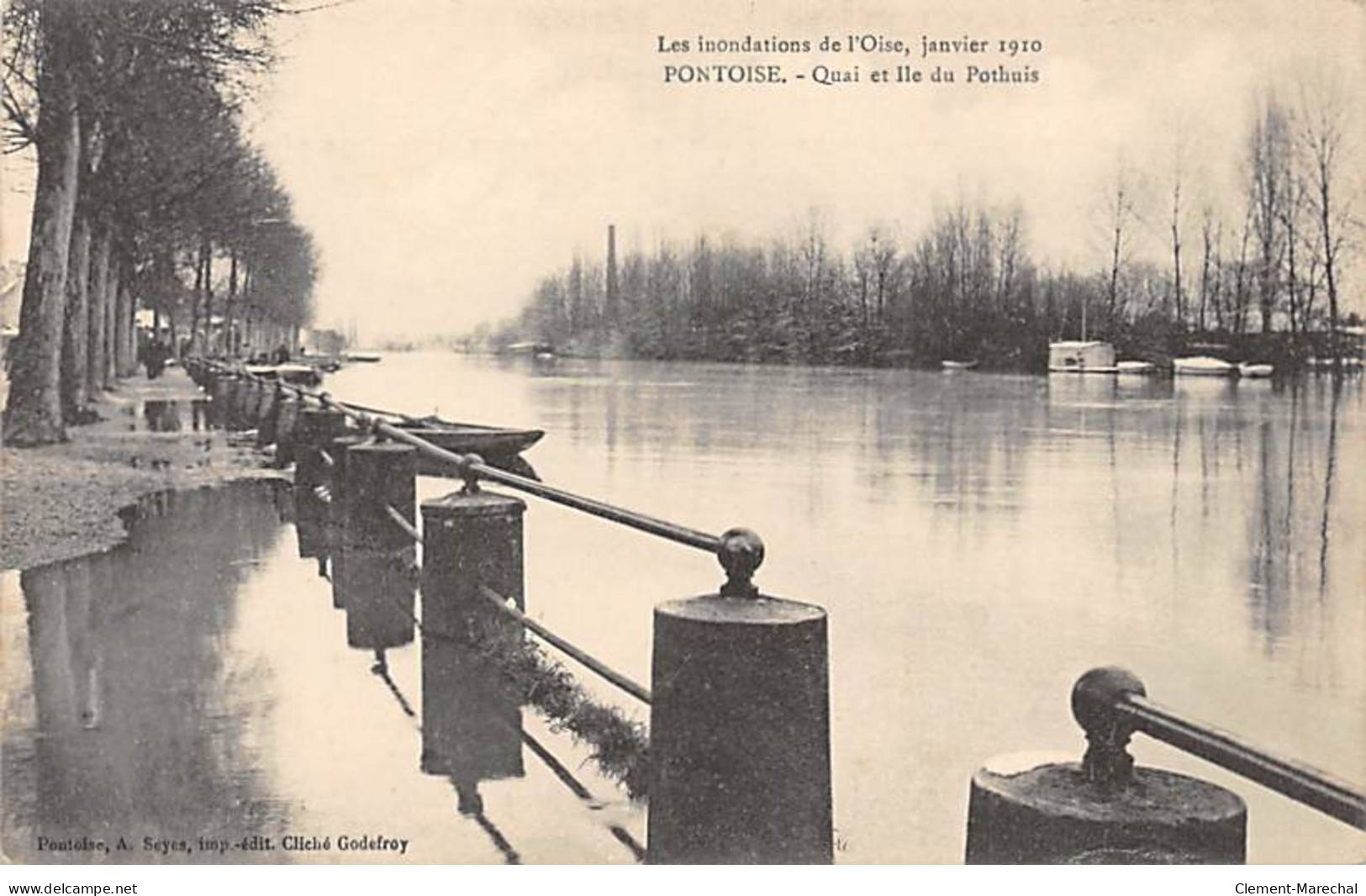 PONTOISE - Les Inondations De L'Oise 1910 - Quai Et Ile Du Pothuis - Très Bon état - Pontoise