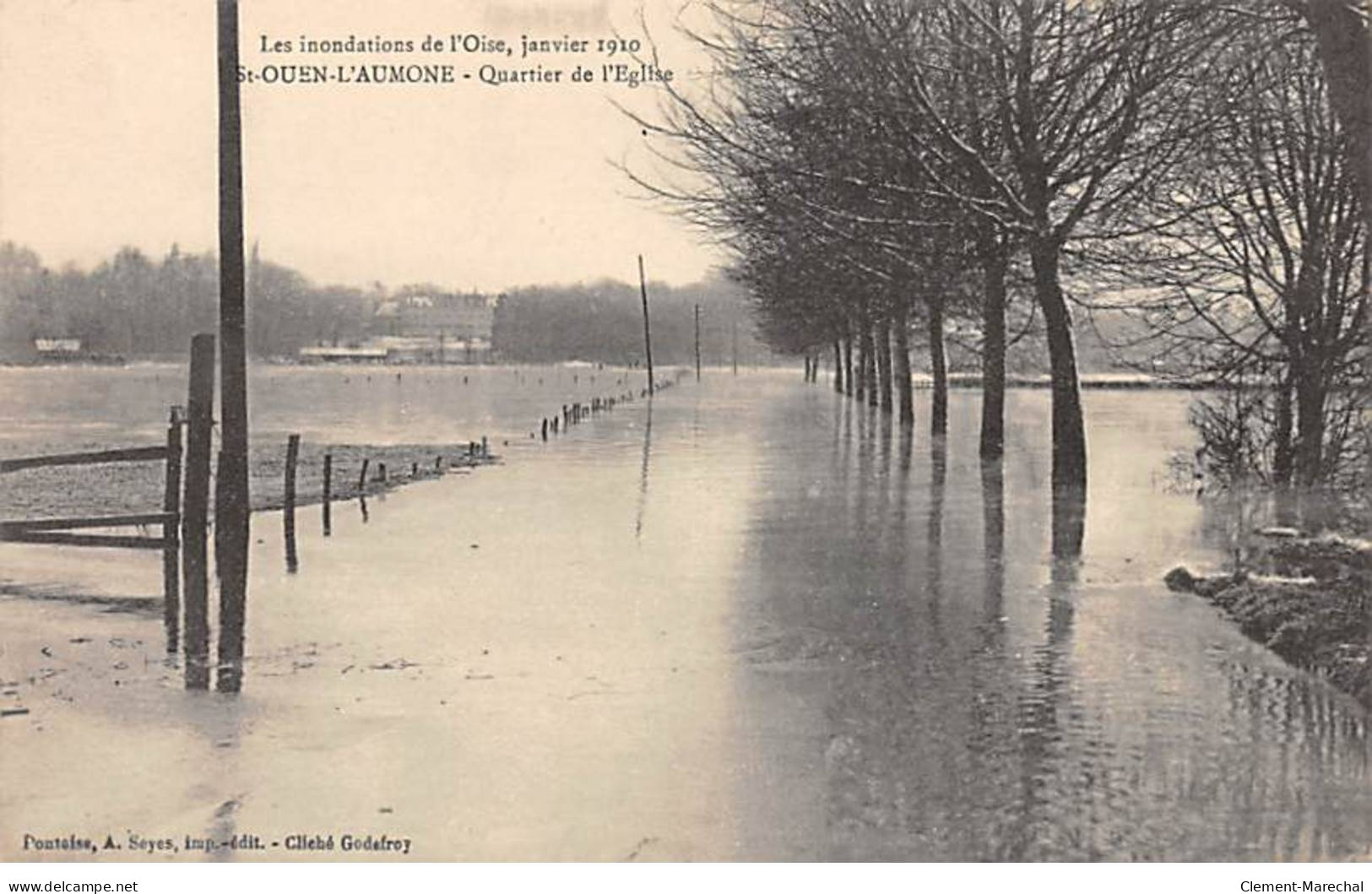 SAINT OUEN L'AUMONE - Les Inondations De L'Oise 1910 - Quartier De L'Eglise - Très Bon état - Saint-Ouen-l'Aumône