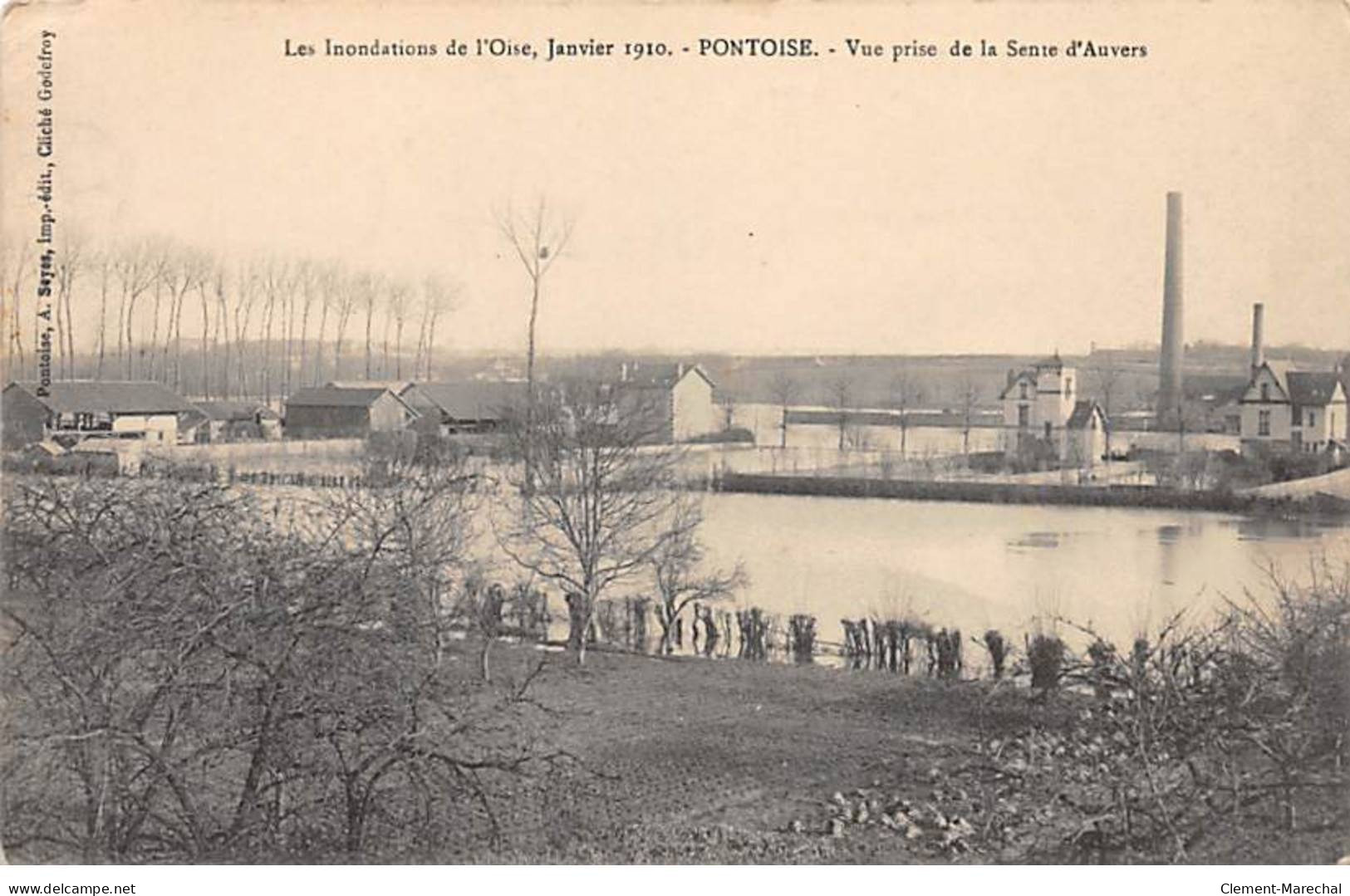 PONTOISE - Les Inondations De L'Oise 1910 - Vue Prise De La Sente D'Auvers - Très Bon état - Pontoise