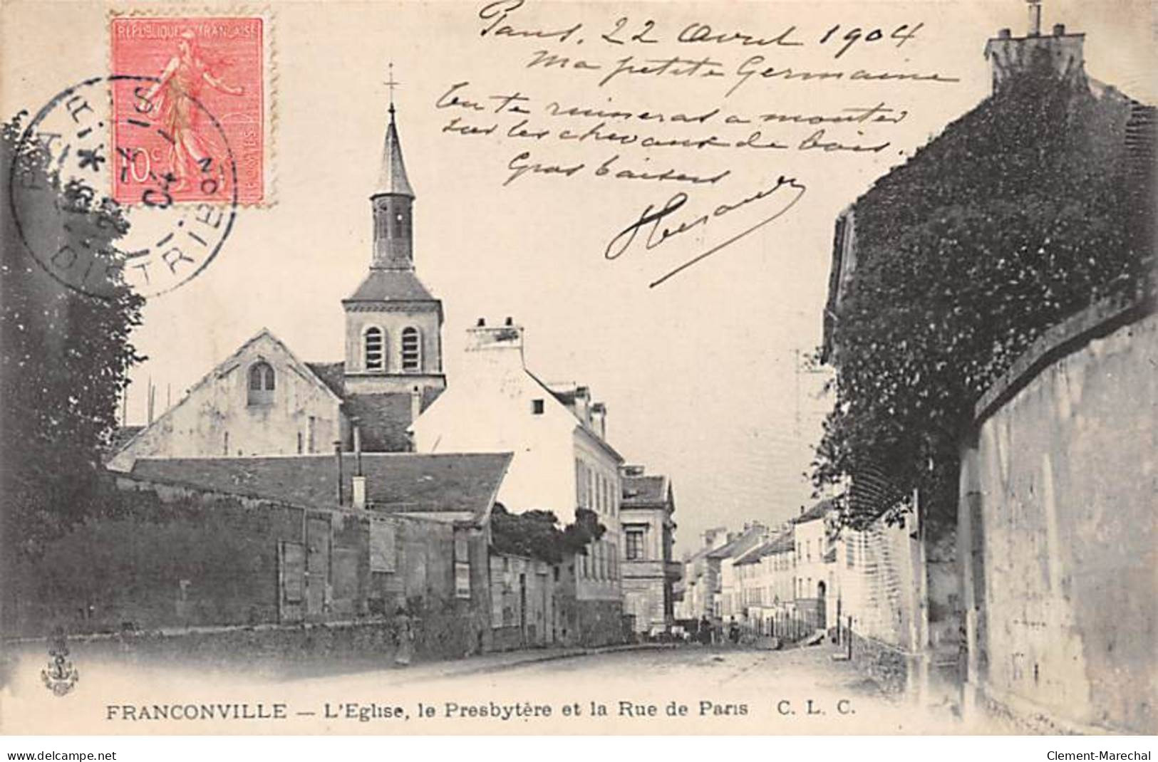 FRANCONVILLE - L'Eglise, Le Presbytère Et La Rue De Paris - Très Bon état - Franconville