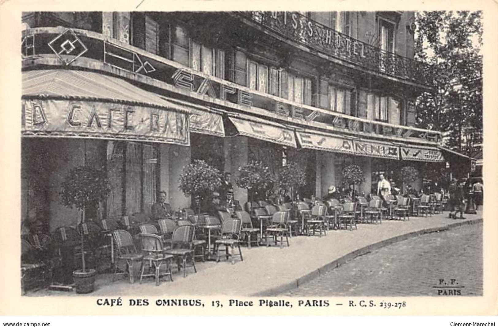 PARIS - Café Des Omnibus - Place Pigalle - F. F. - Très Bon état - Cafés, Hôtels, Restaurants