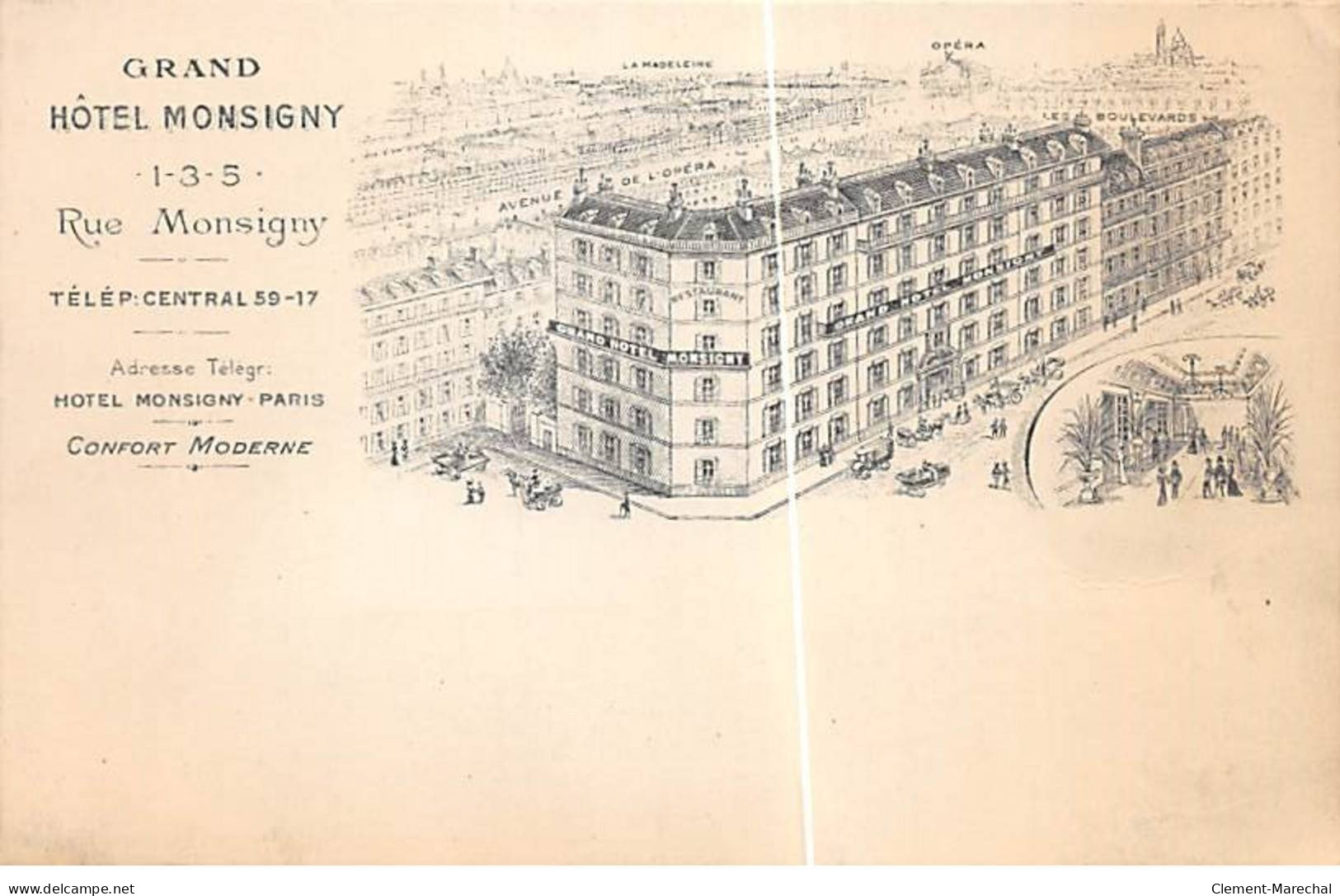 PARIS - Grand Hôtel Monsigny - Rue Monsigny - Très Bon état - Pubs, Hotels, Restaurants