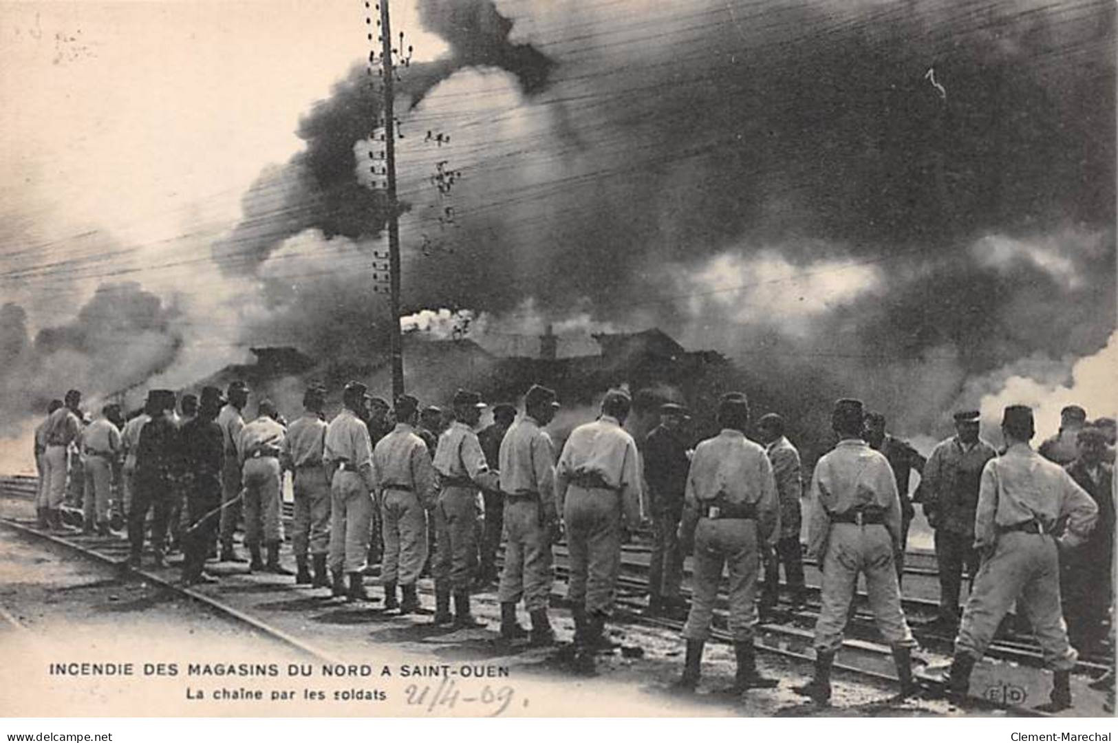 SAINT OUEN - Incendie Des Magasins Du Nord - La Chaîne Par Les Soldats - Très Bon état - Saint Ouen