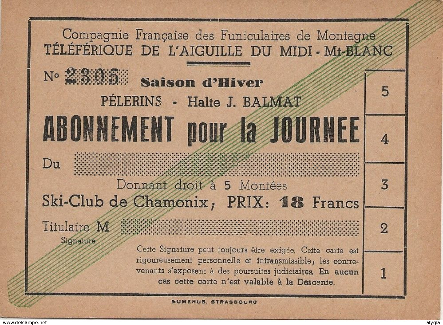 74 - CHAMONIX - Carte D'abonnement Téléphérique PELERINS - Halte BALMAT - Carte Non Utilisée - Chamonix-Mont-Blanc