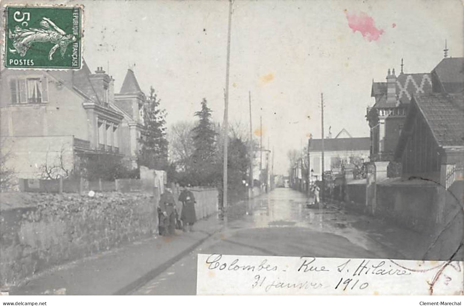 COLOMBES - Rue Saint Hilaire - Inondations - 31 Janvier 1910 - Carte Photo - état - Colombes