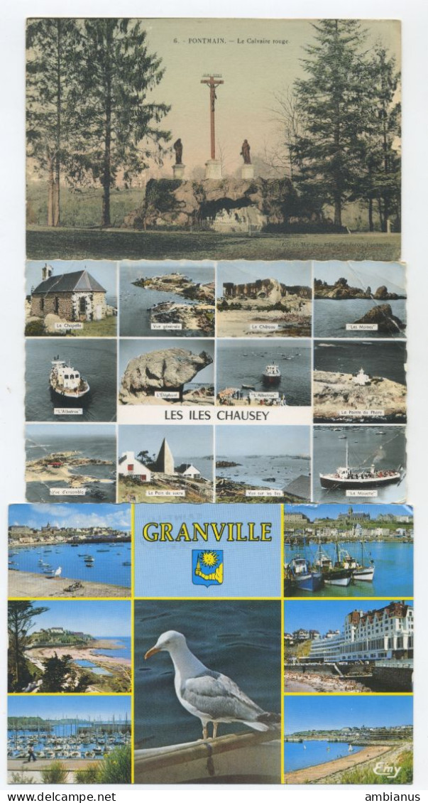 LOT 3 CPA + 3 CPSM + 2 CPM 50 (Avranches Cherbourg Granville Iles Chausey La Pernelle Mont St Michel Pontmain St Lo) - Other & Unclassified