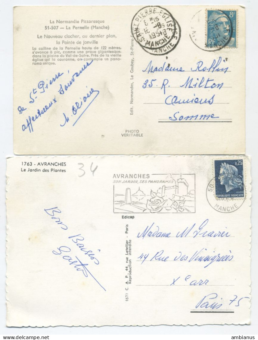 LOT 3 CPA + 3 CPSM + 2 CPM 50 (Avranches Cherbourg Granville Iles Chausey La Pernelle Mont St Michel Pontmain St Lo) - Other & Unclassified