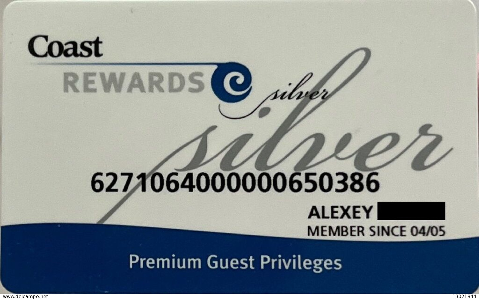 CANADA KEY HOTEL    Coast Rewards - Silver - Hotelkarten