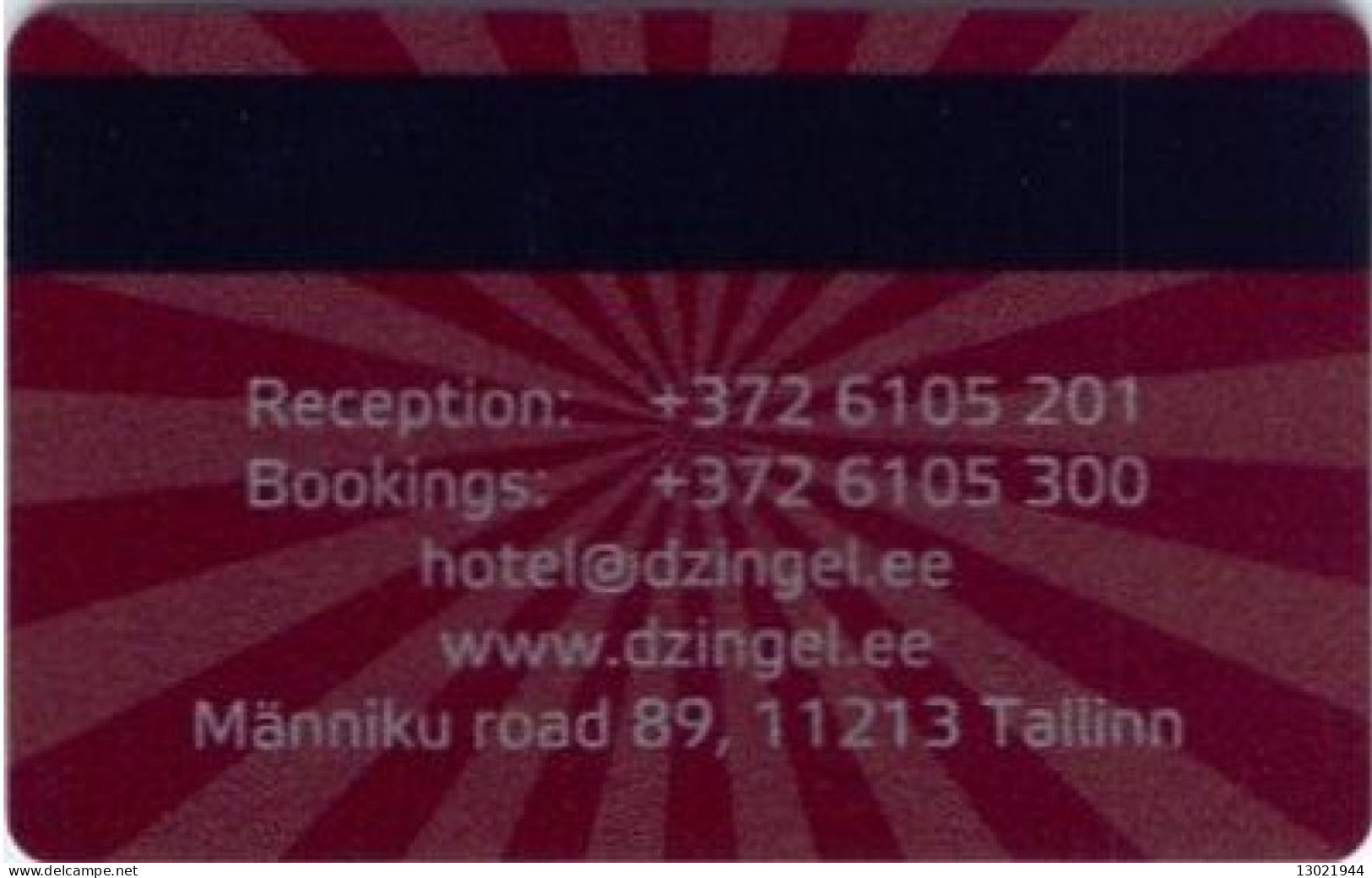 ESTONIA KEY HOTEL   Dzingel Hotel - TALLINN - Cartes D'hotel