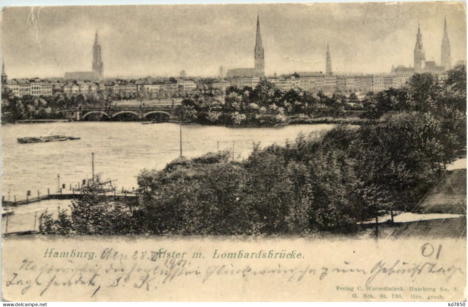 Hamburg, Alster Mit Lombardsbrücke - Autres & Non Classés