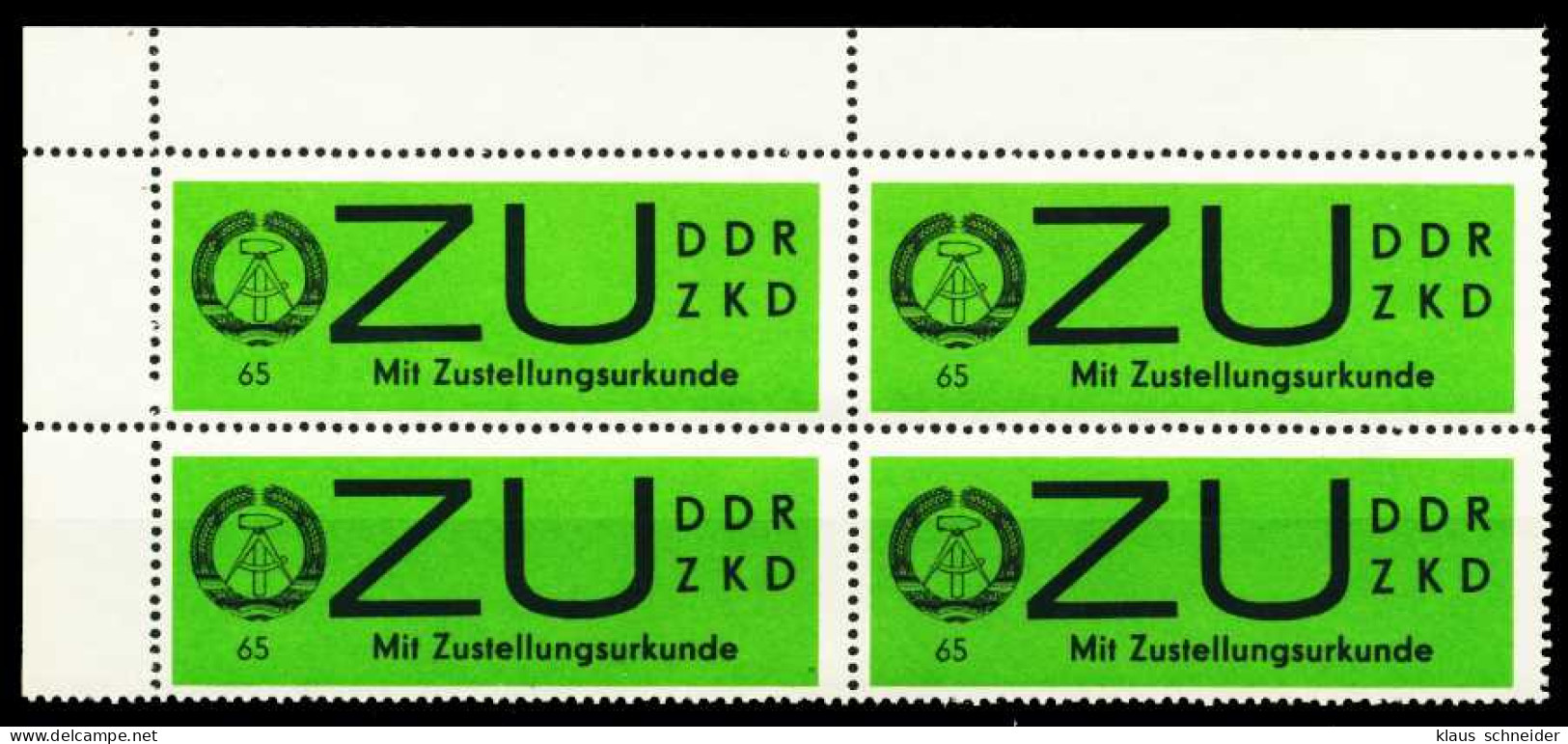 DDR DIENST ZU Nr 2x Postfrisch VIERERBLOCK ECKE-OLI X568A22 - Andere & Zonder Classificatie