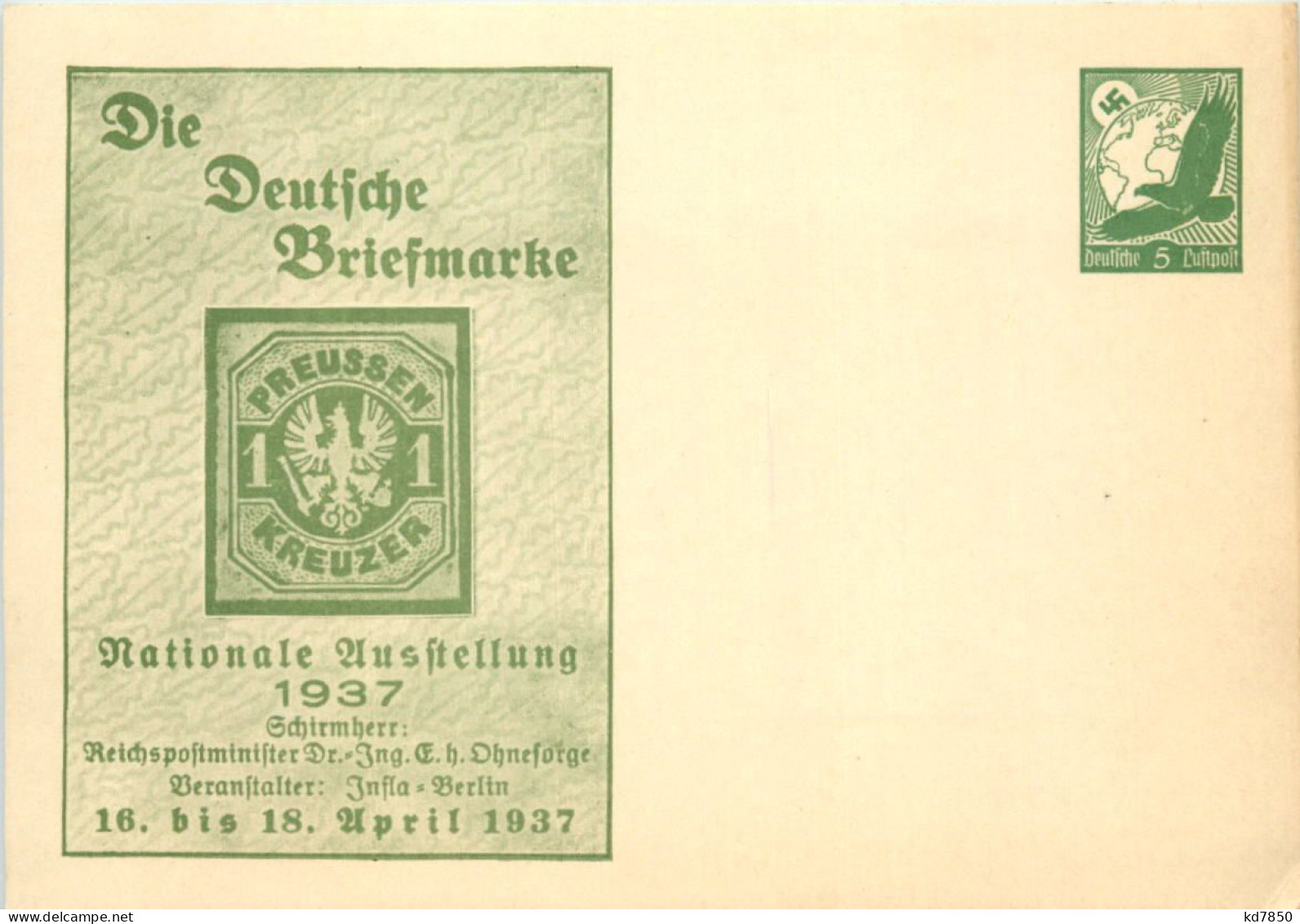 Berlin - Briefmarke Nationale Ausstellung 1937 - Ganzsache PP 142 C11 - Autres & Non Classés