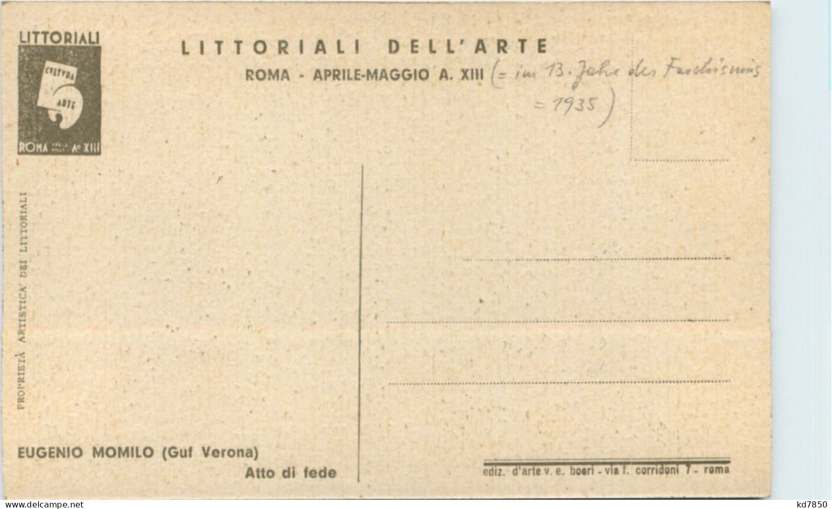 Roma - Littoriali Dell Arte 1935 - Eugenio Momilo - Altri & Non Classificati