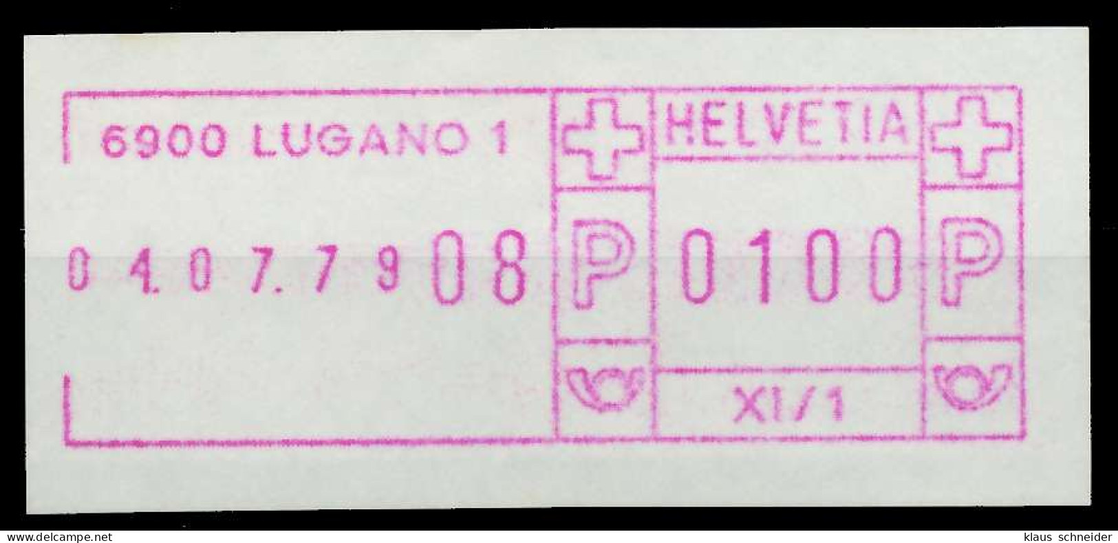 SCHWEIZ SCHALTERFREISTEMPEL Nr SFS1979 LUGANO Ungebraucht X7E6502 - Timbres D'automates