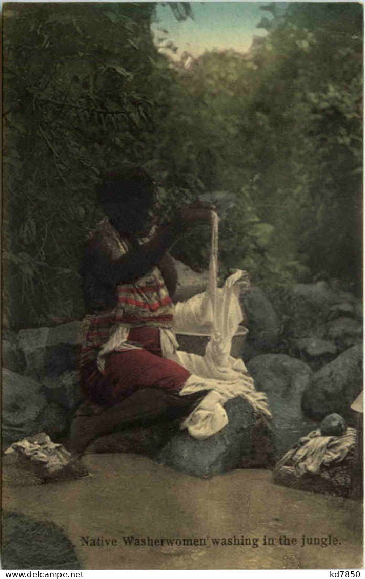 Panama - Native Washerwomen Washing In The Jungle - Panama