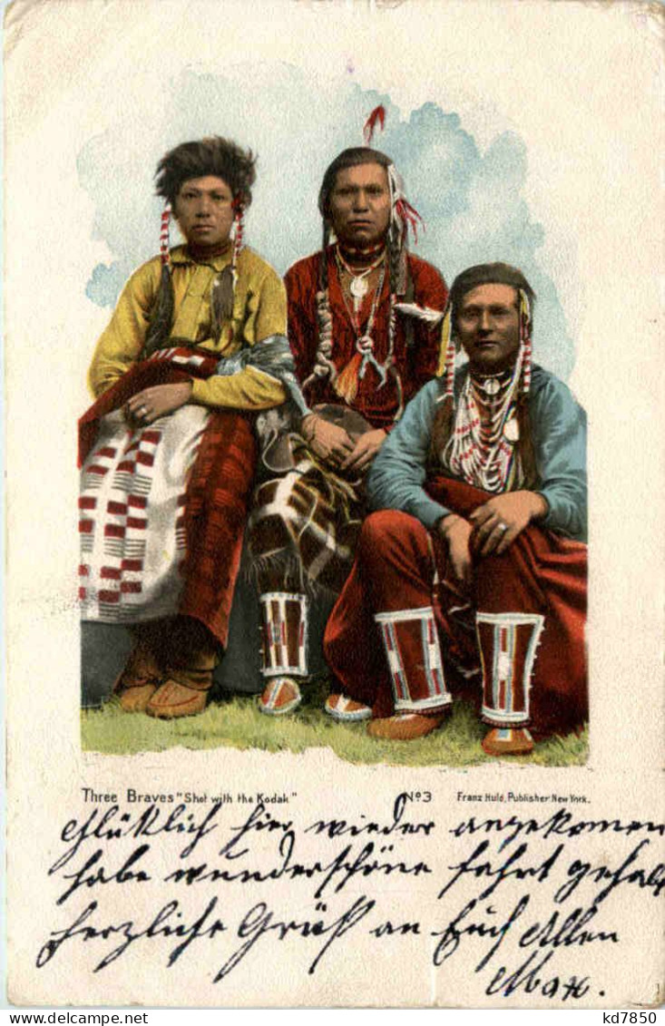 Indianer - Three Braves Shot With The Kodak - Indiens D'Amérique Du Nord