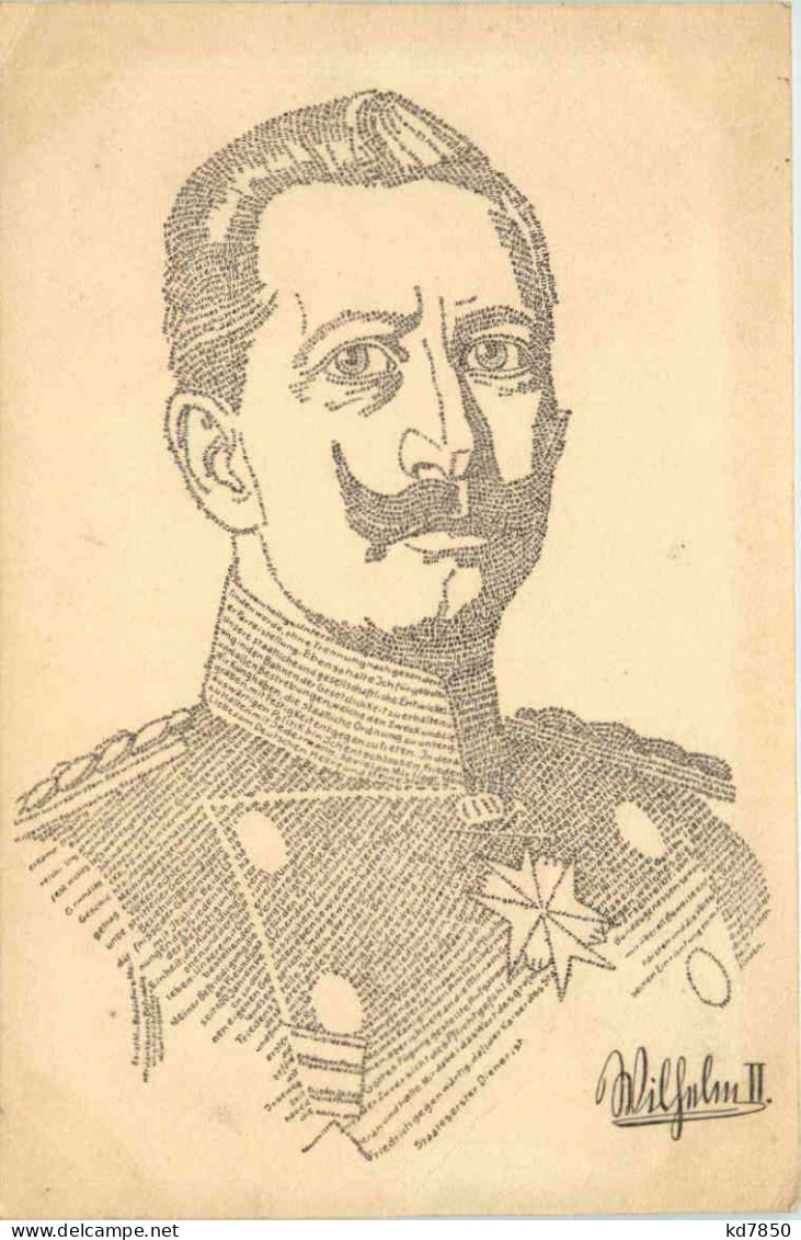 Kunstschrift Postkarte - Kaiser Wilhelm II - Royal Families