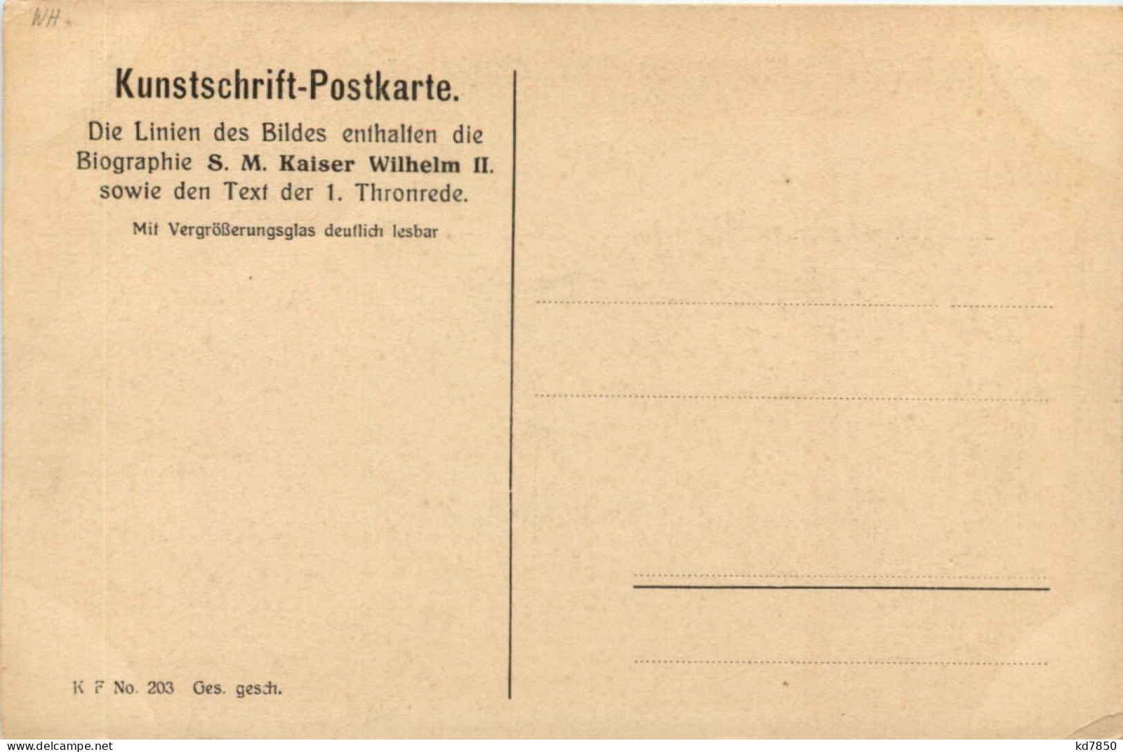 Kunstschrift Postkarte - Kaiser Wilhelm II - Royal Families