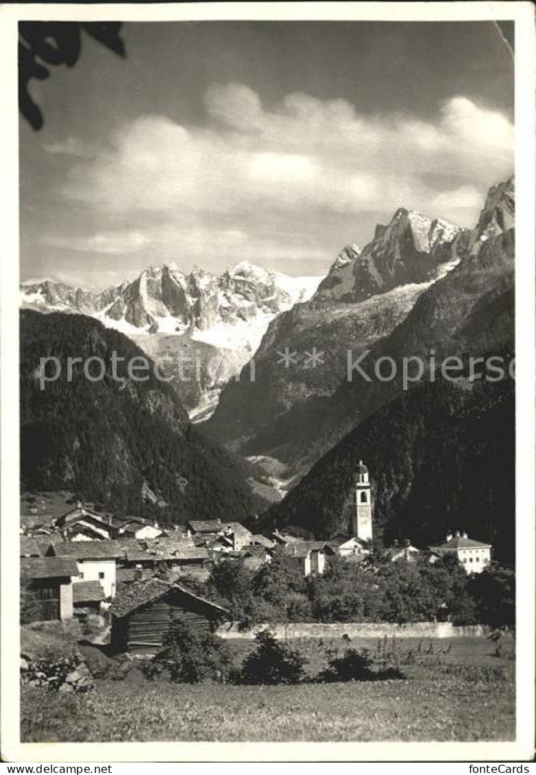 11647606 Soglio Ortsansicht Mit Kirche Und Scioragruppe Soglio - Other & Unclassified