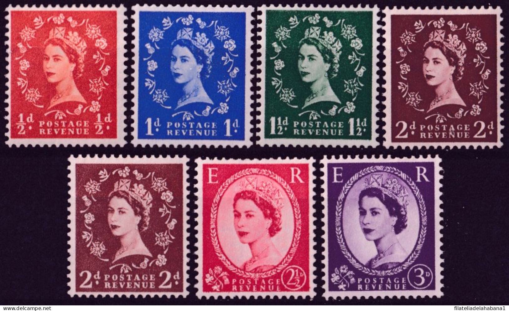 F-EX50271 ENGLAND UK GB 1955 MH QUEEN ELIZABETH WATERMARK INVERTED.  - Ongebruikt