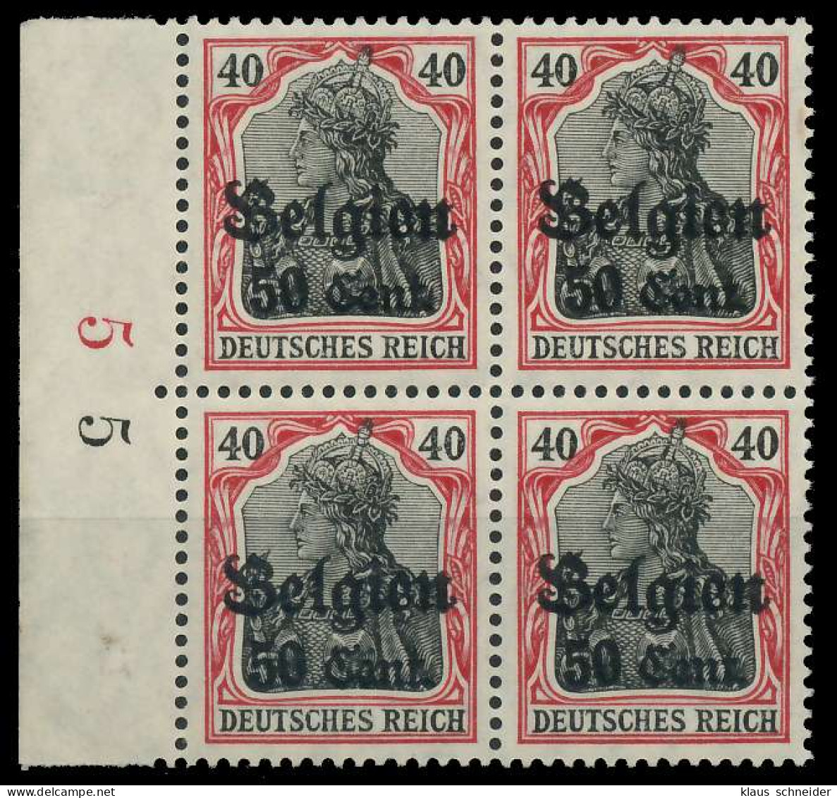 BES. 1WK LANDESPOST BELGIEN Nr 20a Postfrisch VIERERBLO X45A8D6 - Occupation 1914-18