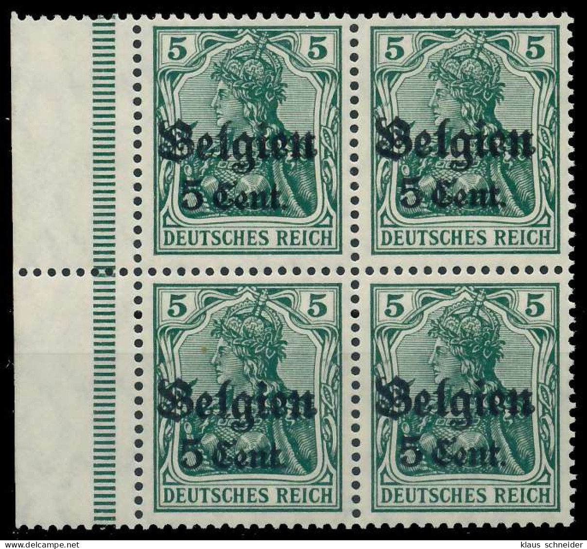 BES. 1WK LANDESPOST BELGIEN Nr 12II Postfrisch VIERERBL X45A8EA - Occupazione 1914 – 18