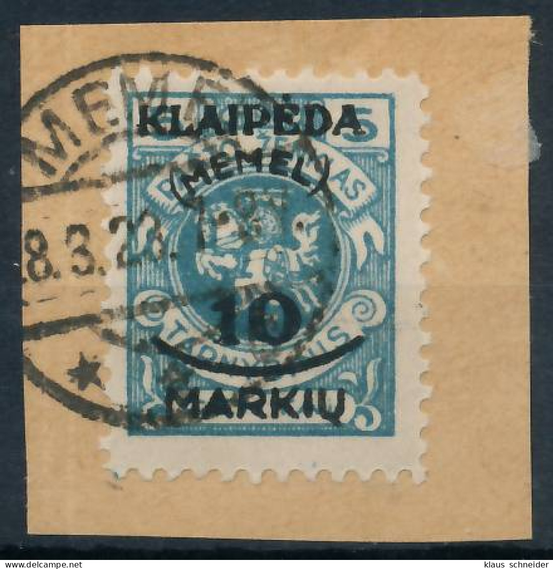 MEMEL 1923 Nr 124 Zentrisch Gestempelt Briefstück Gepr. X4788B6 - Klaipeda 1923