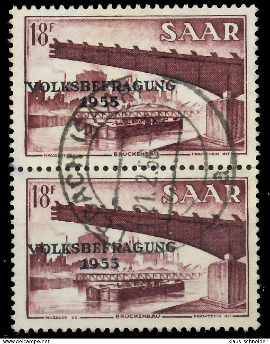 SAARLAND 1955 Nr 363 Zentrisch Gestempelt SENKR PAAR X478DDA - Used Stamps