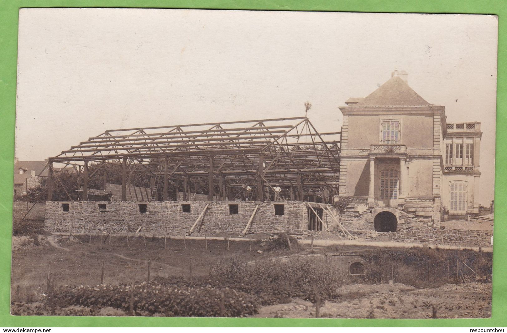 Rare CPA Carte Photo Châteaubriant Manufacture De Bonneterie Durand-Richer Construction Bouquet De Charpente Animé 44 - Châteaubriant